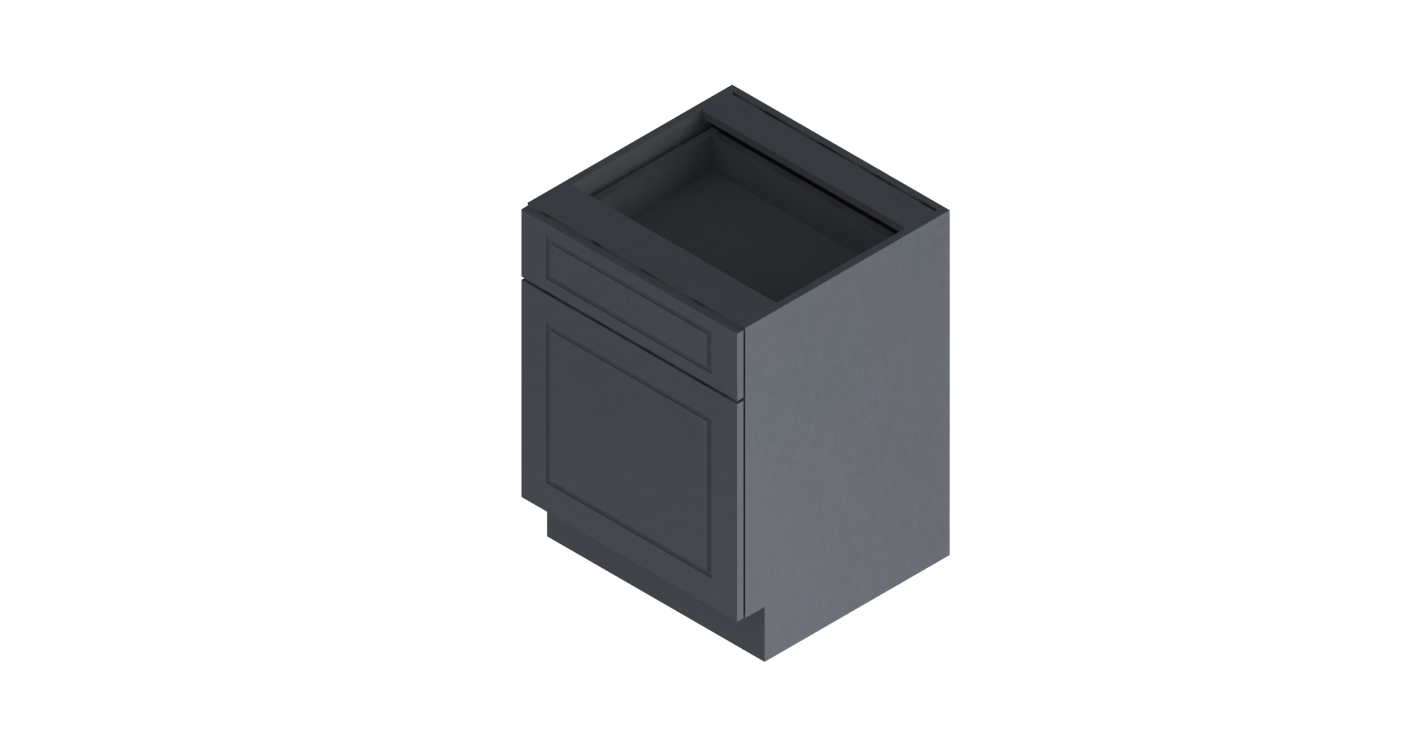 Charcoal Gray Base Door & Drawer One Flute