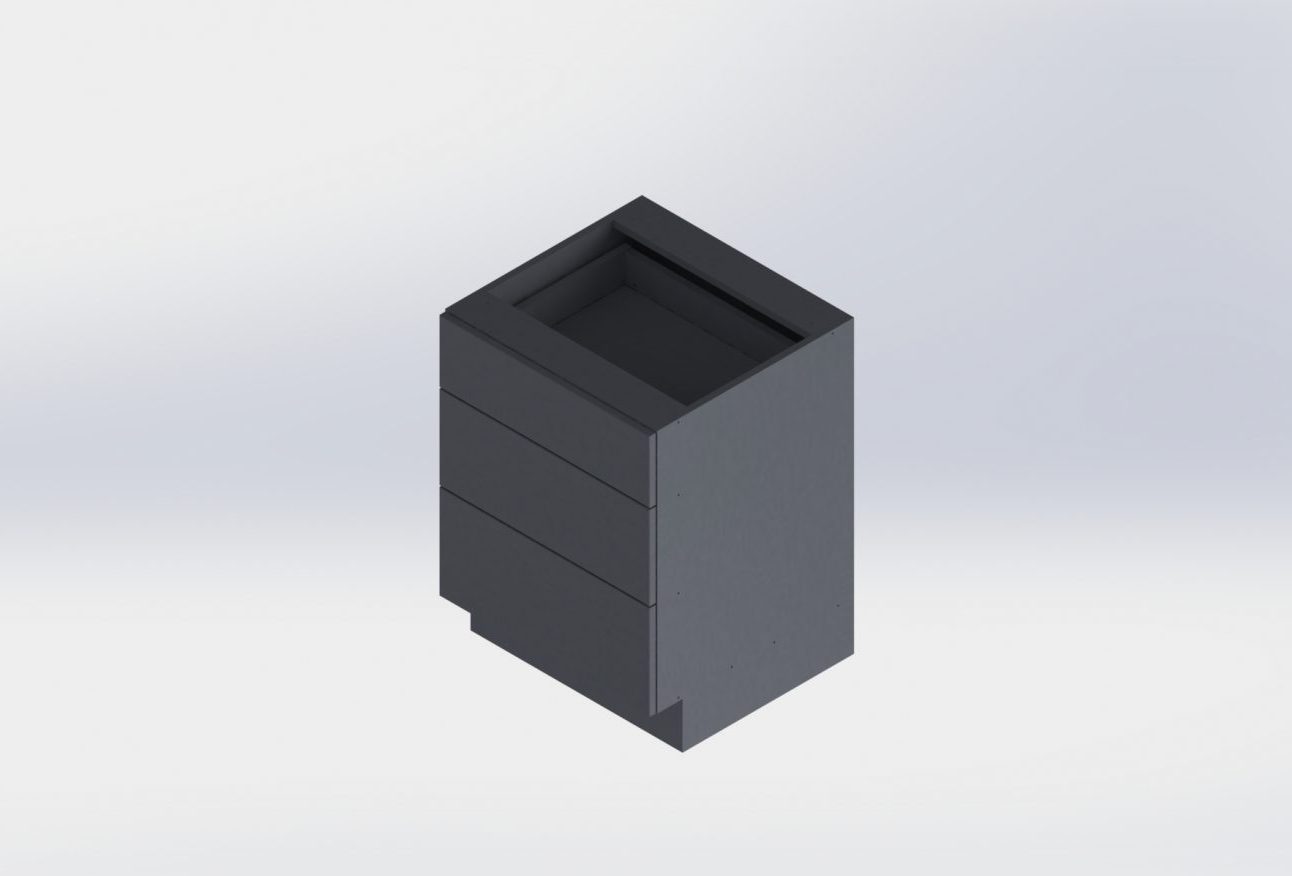 3 Drawer Cabinet Charcoal Grey Flat