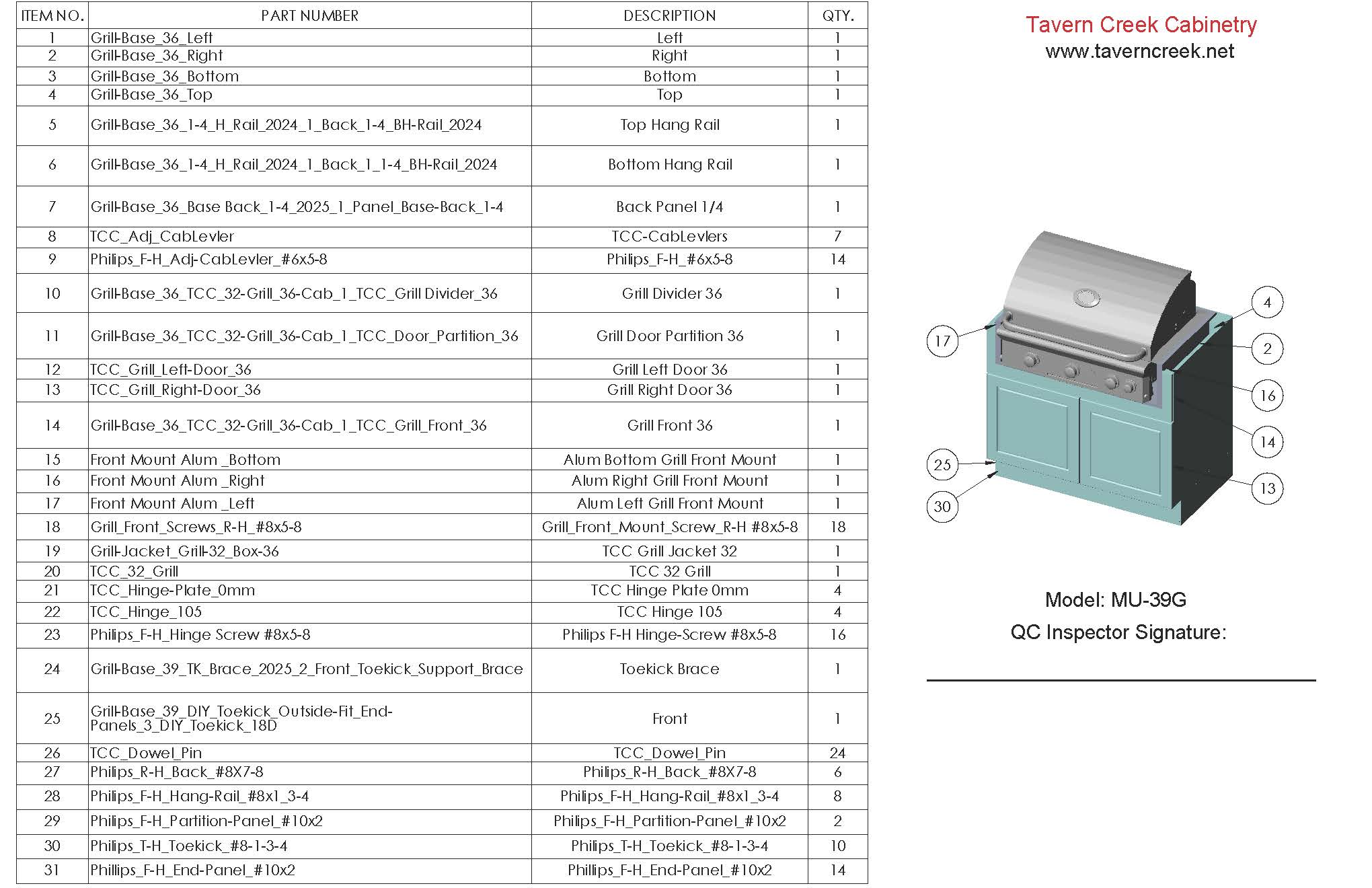 Grill-Base_39_BOM MU-39G QC Inspector